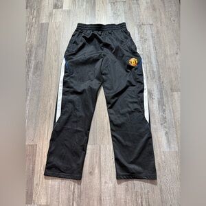 Vintage Manchester United Track Pants Black Red Embroidered Logo Casual Athletic